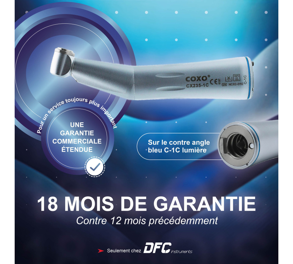 Blue Contra-Angle - Transmission - Ratio 1:1 - Spray and Light - Coxo