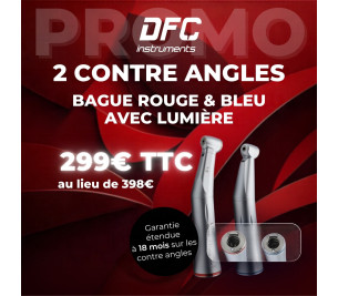 PROMOTION - 1 RED RING CONTRA-ANGLE WITH LIGHT + 1 BLUE RING CONTRA-ANGLE WITH LIGHT - REF:666